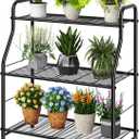 Simple Trending Plant Stand Indoor Outdoor, Plant Shelf for Multiple Pots Metal, 3 Tiers Large Plant Holder for Living Room Garden Balcony