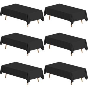 6 Pack Tablecloth, 60 x 102 Inch Polyester Table Cloth,Black Tablecloth,Washable Fabric Table Covers,Rectangle Tablecloths for Wedding, Party, Banquet, DiningTable