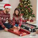 HOLDN' STORAGE Premium Wrapping Paper Storage Container - Durable 600D Tear-Proof, Fits 27 Rolls Gift Wrap, Extra Pockets for Ribbons & Bows, Underbed Storage - Ideal for Holiday Christmas, Black/White Trim