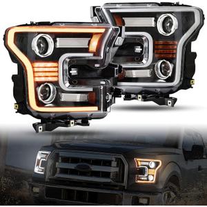 LED Projector Headlights Assembly for F150 2015-2017, Full LED Head Lights with Switchback DRL Dynamic Animation Sequential Turn Signal DOT Approved for Ford F-150 2015-2017 Accessories