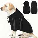 ASENKU Cozy Dog Hoodie，Soft Sweater with Adjustable Hood, Back Pocket and Leash Access Hole，Warm Reflective Sweatshirt for Cold Weather（Black，2XL