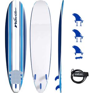 Wavestorm 8ft Classic Surfboard // Foam Wax Free Soft Top Longboard for Adults and Kids of All Levels of Surfing
