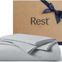 REST Evercool+ Starter Sheet Set, Queen, Light Gray, Breathable Bed Sheets for Hot Sleeper and Night Sweats, with Pillowcases, Ionic+ Self-Cleaning Silver Yarn for Sensitive Skin, 3PCS No Flat Sheet