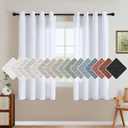 H.VERSAILTEX Living Room Linen Curtains Home Decorative Nickel Grommet Curtains Privacy Added Energy Saving Light Filtering Window Treatments Draperies, Bright White, 2 Panels, 52 x 63 - Inch
