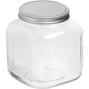 Anchor Hocking 1-Gallon Cracker Jar with Lid, Brushed Aluminum, Set of 4