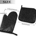 Perinsto Black Leopard Oven Mitts & Pot Holders Kitchen Set Heat Resistant Decorative Cooking Gloves Microwave Oven Gloves for Baking Grilling BBQ