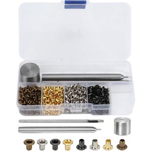 2mm Grommets Eyelets kit with Tool, 800PCS 4 Colors Grommets 2mm Plated Copper Metal Grommet Kit Shoelaces Belts Eye Buckles with Plastic Storage Box