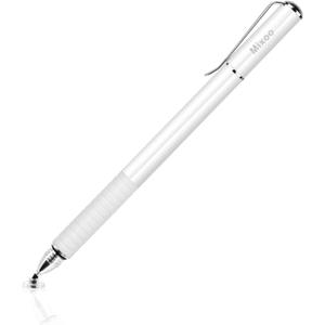 Mixoo Stylus Pens for Touch Screens - Disc & Fiber Tip 2 in 1 High Sensitivity Universal Stylus for iPad, iPhone, Tablets and Other Capacitive Touch Screens (White)