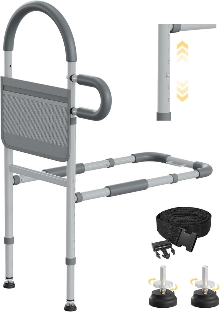 Bed Rails for Elderly Adults Safety, Bedrails for Elderly Adults Grab Bar Bed Handrails, Cane for Seniors with Non-Slip Ergonomic Handle and Storage Pocket, Fit Twin, Full, Queen, King