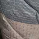 Litanika Light Blue Comforter Queen Size Set, 3 Pieces Bedding Set, Double Blue White Colorblock Stripe (90x90In Comforter, 2 Pillowcases)