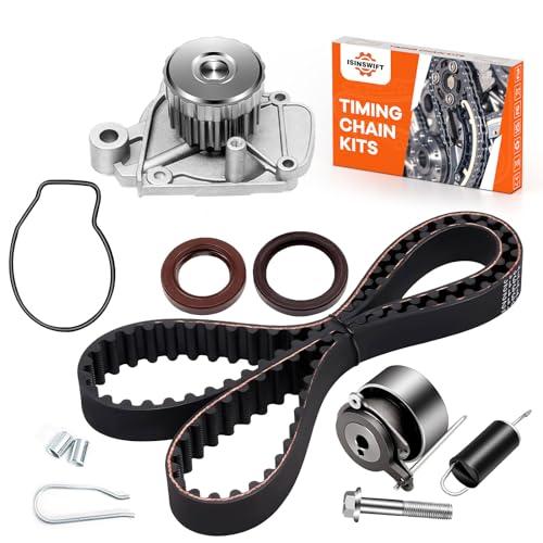 ISINSWIFT Engine Timing Belt Kit with Water Pump Compatible with Honda Civic DX LX EX HX GX 1.7L L4 16V 2001-2005 Replace# TCK312, TB312K1, 95312K1, GTK0312, TBK220
