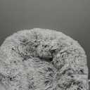 Bedfolks Calming Donut Dog Bed, 36 Inches Round Fluffy for Large Dogs, Anti-Anxiety Plush, Machine Washable (Dark Grey, Large)