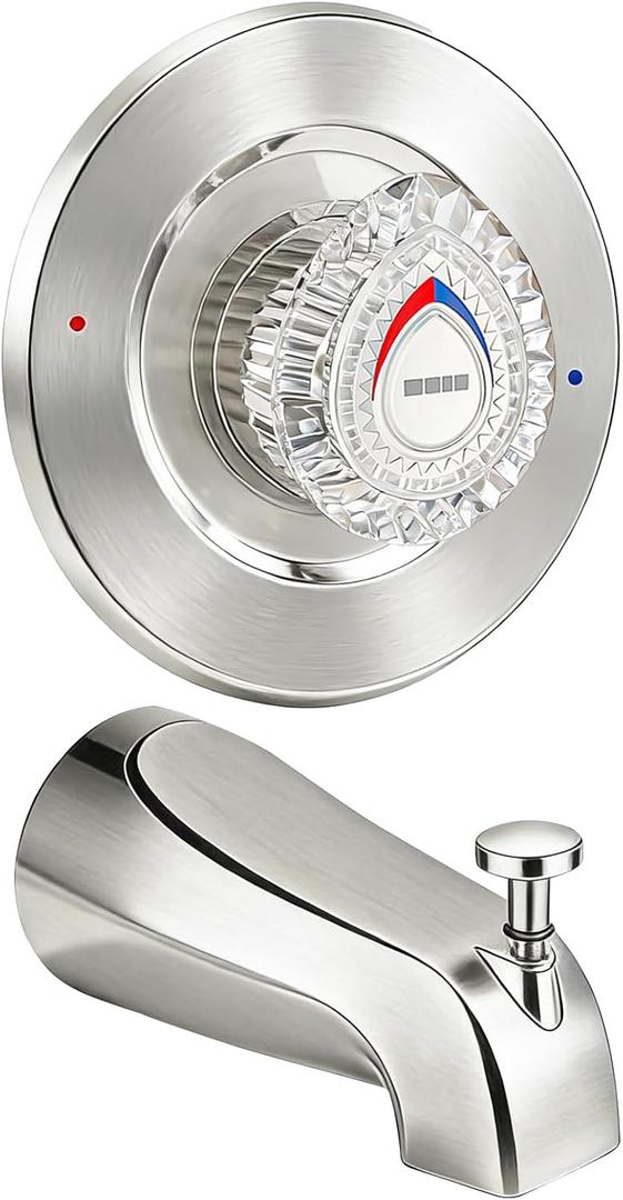 Shower Trim Kit with Tub Spout, Compatible with Moen Chateau T470 Single Handle Tub/Shower Standard Valve, for Moen 1225 Trim Kit, Includes Escutcheon, Tubes, Shower handle and Screws (Brushed Nickel)