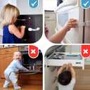 3M Adhesive Child Safety Strap Locks by Baby Proof Me, Baby Latches for Cabinets, Dishwashers, Fridges, Ovens and Trash Cans, Stain Free Toilet Lock (12 Safety Latches)