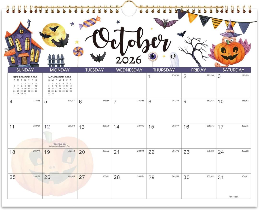 Calendar 2026-2027 - Wall Calendar 2026-2027, July 2026 - December 2027 Wall Calendars, 14.8'' x 11.6'', with Julian Dates, Hanging Hole, Thick Paper