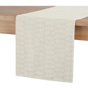Martha Stewart Honeycomb Modern Farmhouse Reversible Table Runner, Natural, 15"x72"