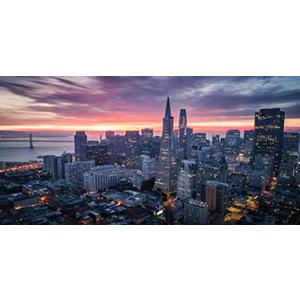 Yeele 20x10ft Sunset Cityscape Backdrop Skyscraper San Francisco Cityscape Skyline Background Night Scene City Theme Birthday Party Decoration Kids Adults Portrait Photo Video Shoot Props Wallpaper