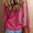 EVALESS Womens Tops Fashion V Neck Long Sleeve Shirts Casual Fall Outfits Basic T Shirts Blouses Top Women's Clothing (Pink, S)