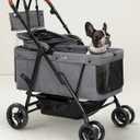 Dog Stroller for Large & Medium Dogs (20-132 lbs), Pet Stroller for 2 Small Dogs, Extra Large Heavy Duty, Foldable & Ventilated, Grey
