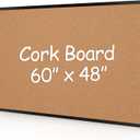 Board2by Extra Large Cork Bulletin Board 60" X 48", Black Wood Framed 5'x4' Corkboard for Wall, Wall Mounted Notice Pin Board with 18 Push Pins for School, Home & Office