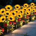 ostritec Sunflower Solar Lights Outdoor Decor, 4 Pack Solar Garden Decor 24 Waterproof Solar Sunflower Outdoor Lights for Garden Patio,Flower Bed, Pathway, Gift for Women, Mom, Grandma