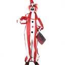 Haunted Hill Farm Lifesize 5.5-Ft Animatronic Scary Talking Clown Holding Knife with Touch Activated Lights and Sound, Battery-Operated Indoor or Covered Outdoor Halloween Decoration