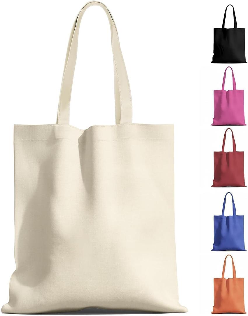 MOLOVA 1-200 Pack Premium Canvas Reusable Tote Gift Bags,Made of Natural Canvas with Handle,Work,DIY,Shopping(1 Pack)