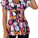 Fanuerg Women's Tankini Swimsuits Ruffled Flowy Tankini Tops with Boy Shorts Swimwear Tummy Control Two Piece Bathing Suits (Medium, Orange Floral)