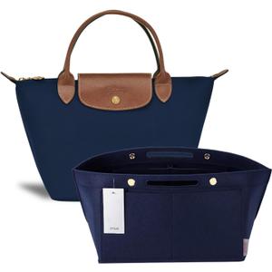 ZTUJO Purse Organizer Insert for le pliage, Compatible with Longchamp Le Pliage Top Handle S/M,Shoulder Bag S/L (Navy Blue, Small For Handle S)