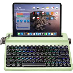 YUNZII QL75 Wireless Typewriter Hot Swap Retro Mechanical Keyboard,Punk Round Keycaps,RGB Backlit QMK/VIA Programmable,Multi-Device Keyboard with 2.4GHz/Type-C/BT5.0 (Green, Onyx Switch)