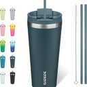 BJPKPK 22oz Stainless Steel Insulated Tumbler With lid And Straw Travel Coffee Thermal Tumblers Cup For Women And Men,Navy Blue