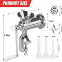 3 In1 Meat Grinder Manual Mincer - Manual Meat Grinder Sausage Maker Meat Grinders For Home Use Fast And Effortless For All Meats (Silver) (#10)