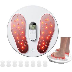 Foot Massager for Neuropathy with Heating, EMS Foot Stimulator for Circulation and Pain Relief, Electric Feet Calf Massager with 4 TENS Unit Muscle Stimulator Pads, Transcutaneous Nerve Stimulator