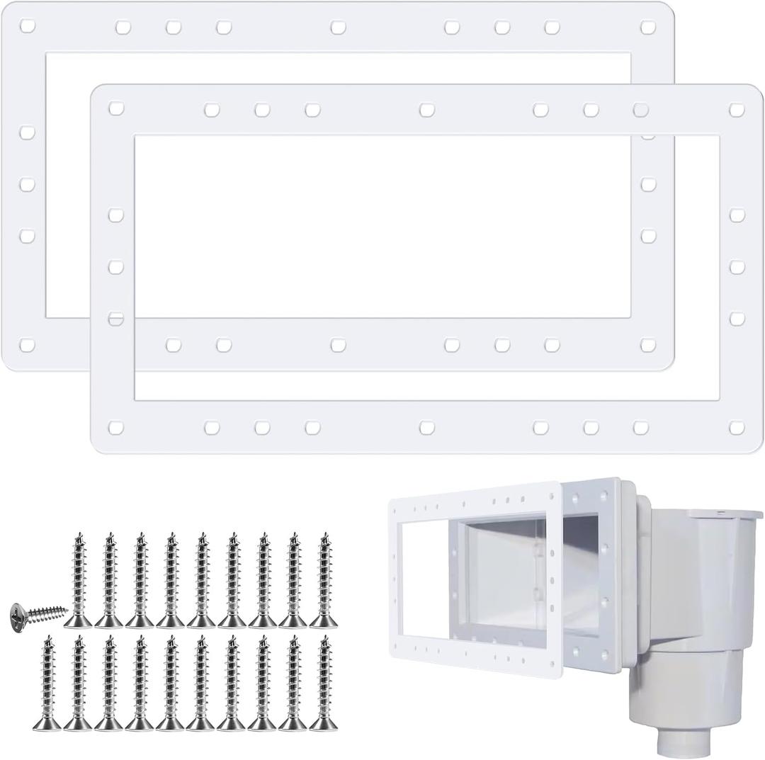 SPX1091GW Wide Mouth Above Ground Pool Skimmer Gasket Compatible with Hayward SP1091WM SP1091LX Above Ground Pool Automatic Skimmer, Butterfly Skimmer Faceplate Gasket, 13 3/4"L x 7.5"W, 2 Pcs