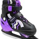 SMOOJOY Adjustable Ice Skates for Kids Boys Girls, Smooth Blades Iceskates, Breathable Fabric and Comfortable Lining Ice Skates, Hockey Skates Shoes for Ages 3-12, Outdoor and Indoor Rink