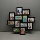 J.M.Deco 12 Opening Collage Picture Frames for Wall Decor, 4 x 6 Photo Frames with Metal hooks, One-Piece Photo Collage Frame, Black