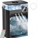 Portable Air Conditioners, 4 in 1 Evaporative Air Cooler with 1200ML Tank, Queit Cooling Fan with Remote Control, 2-8H Timer, 3 Modes & 8 LED Lights, Personal AC Unit for Bedroom, Office and Camping