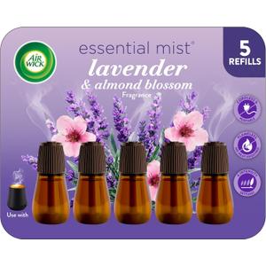 Air Wick Essential Mist Diffuser Oil Refill, Lavender & Almond Blossom, 5Ct