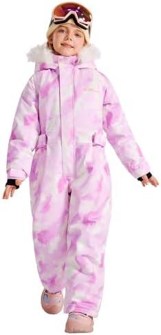 LaBeca Girls Snowsuit Waterproof Snowboarding Coveralls One Piece Ski Suit for Kids Winter Outdoor Windproof Jumpsuits, 110Y (4-5T)