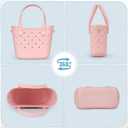 Small Rubber Tote Bag Waterproof Beach Bag with Strap Cute Beach Crossbody Tote For For Little Girls & Women (Pink)