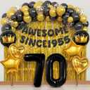 KatchOn, Happy 70th Birthday Decorations - Pack of 50 | Happy Birthday Banner, Latex Balloons Kit, Gold Foil Fringe, Star, Round, Heart Foil Balloons | 70th Birthday Decorations for Men, Women