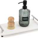 Segbeauty 12x6in Quick Dry Stone Sink Tray, Water Absorbent Instant Drying Diatomite for Bathroom, Countertop Organizer Rack Kitchen Caddy, Soap Dispenser Vanity Trays (White-silver)