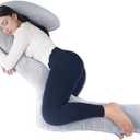 EKEPE Body Pillow with Cover, 68 Inches Memory Foam Full Body Pillow for Side Sleeper, Long Pregnancy Pillow with Contour Support for Back, Knee, Leg Relief - Medium Grey