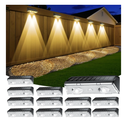 Solar Fence Lights Outdoor, 8 Pack IP65 Waterproof Fence Lights Solar Powered with Ultra-Bright LED Lens, 9 Color Modes, 12+ Hours Steady Glow for Deck/Backyard/Patio/Pool/Wall - Black