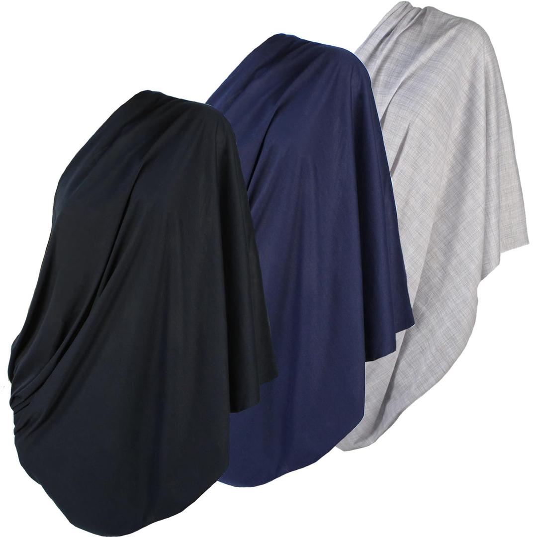 3 Pack Nursing Covers for Breastfeeding Soft Infinity Scarf, Privacy Cover-Up Shawl Lightweight, Breathable Nursing Wrap (Navy Blue, Grey, Black)