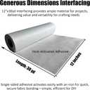 Medium Weight Fusible Interfacing, White Non-Woven Polyester, 12 Inch x 30 Yard Roll, Heat-Activated Single-Sided for Sewing, Crafts, Collars, Waistbands
