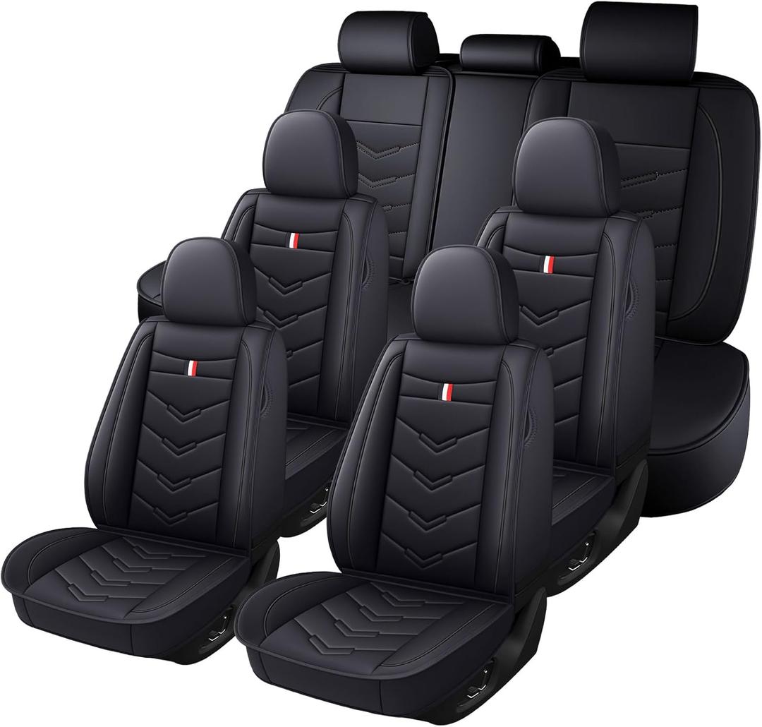 Car Seat Cover 7 Seats for Chevrolet Traverse 2009-2025, Durable Wear Resistant Waterproof Car Seat Covers, Breathable No Odor Premium Leather Vehicle Seat Covers.(Standard,Black)