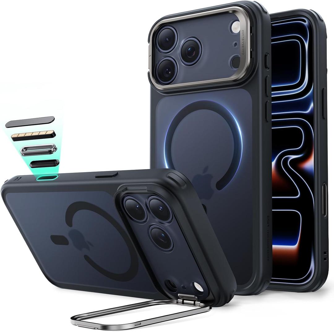 ESR for iPhone 17 Pro Case with Stand, Camera Control Cover Compatible with MagSafe, Military-Grade Drop Protection Magnetic Phone Case for iPhone 17 Pro, Scratch-Resistant Back Cover, Frosted Black