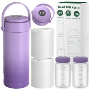 Portable Breast Milk Cooler with Touch Temperature Display, Milk Chiller with 2x9.5oz BPA-Free Bottles, 360 Cooling for 24 Hours & TSA Approved, Travel Breastmilk Storage for Work, Outdoor Moms