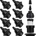 8 Pack E26 E27 Light Sockets, Black Medium Screw Base with Shade Ring, Retro Period Style Edison Lamp Holder, Replacement DIY Making Light Bulb Socket Cover Pendant Lamp Holder Keyless Lamp